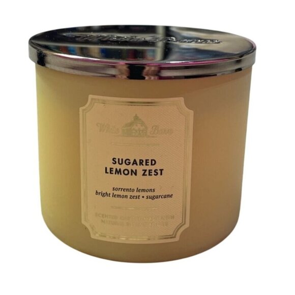 New Bath & Body Works 3-Wick Candle Sugared Lemon Zest 14.5oz White Barn - Picture 1 of 10